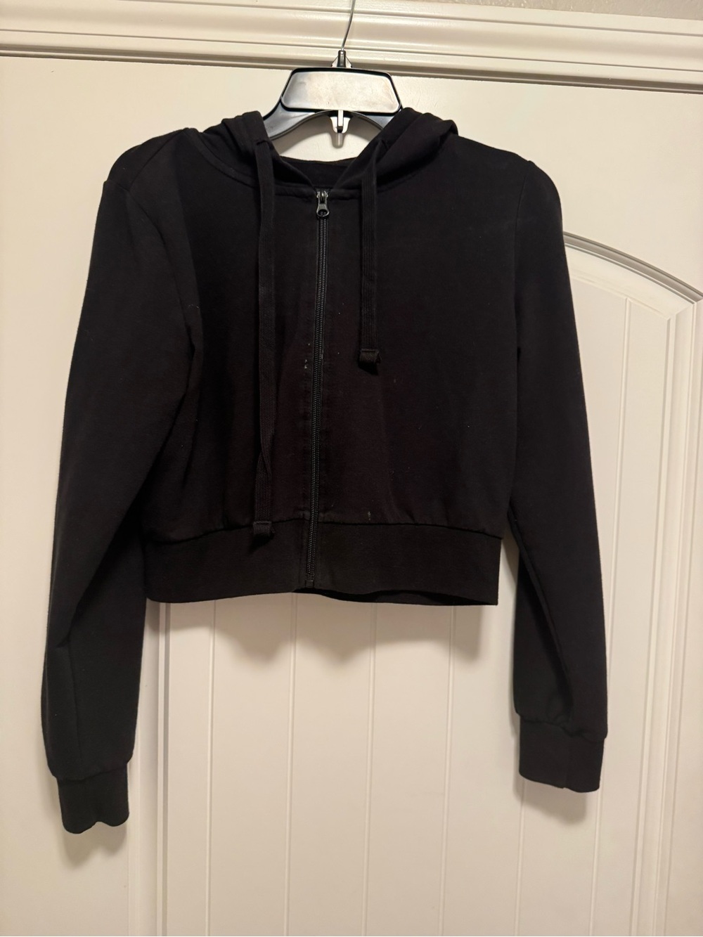 Mix Matchy Black Cropped Zip-Up Hooded Jacket